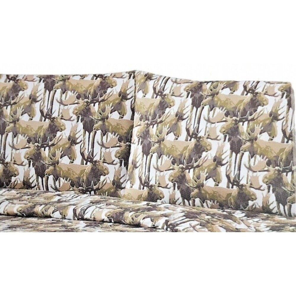 Mossy Oak Moose Standard Pillowcases 20x30" Cabin Lodge Hunting Camp Rustic